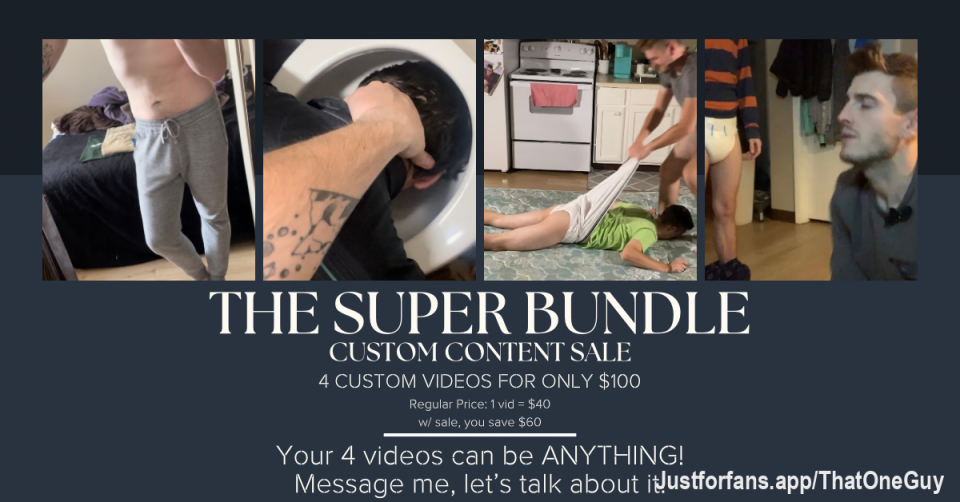 Now is your chance to get 4 custom videos
for ONLY $100
Each video can be a different kink/fetish,
Or all the same,
Solo, Duo,
It’s up to you!
We’ll do anything,
As long as it’s legal 😏
DM me for more info!